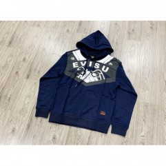 Blue Fashion Men Loose Print Hoodies Sweatshirt