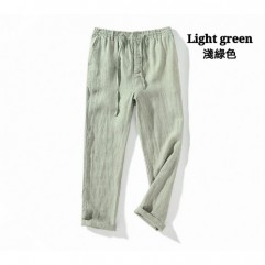 Light green Fashion men's loose linen casual pants trousers