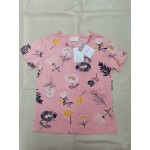 mrcmuu Women's Floral Print Tops Short-Sleeved Tee Shirt Blouse Top Pink