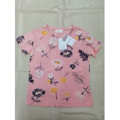 mrcmuu Women's Floral Print Tops Short-Sleeved Tee Shirt Blouse Top Pink
