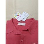 wxglndab Women's Short-Sleeve Blouse Plain Shirts with Pockets Pink