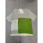 DOLKFU Womens Tee Shirts Short Sleeve Summer Tops Color Block Side Split Blouse Crew Neck