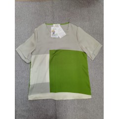 DOLKFU Womens Tee Shirts Short Sleeve Summer Tops Color Block Side Split Blouse Crew Neck