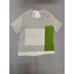 DOLKFU Womens Tee Shirts Short Sleeve Summer Tops Color Block Side Split Blouse Crew Neck