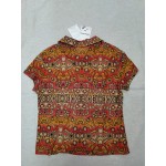 SMLNKOFN Women's Short Sleeve Collared Blouse Button Down Graphic Print Blouse Shirts Top