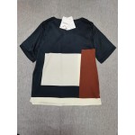 GTEUKTG Women's Summer T Shirts Short-Sleeved Tops Color Block Side Split Blouse