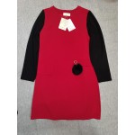 uleganys Women's Long Sleeve V Neck Dress Red