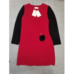 uleganys Women's Long Sleeve V Neck Dress Red