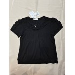 LOHUMAI Women's Tops Short-Sleeved T Shirt Ribbed Shirts Loose Fit Blouses Black