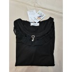 LOHUMAI Women's Tops Short-Sleeved T Shirt Ribbed Shirts Loose Fit Blouses Black