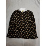 Fnyoxu Women's Floral Print Tops Long Sleeve T Shirt Blouses Black
