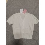 Pzocapte Womens Tops Short Sleeve Knitted Button Up Blouse Shirts