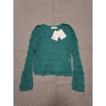 Mzoazpie Women Lace Crochet Long Sleeve Crewneck Sweaters Winter Knit Pullover Jumper Tops