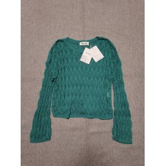Mzoazpie Women Lace Crochet Long Sleeve Crewneck Sweaters Winter Knit Pullover Jumper Tops