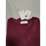 Crazypi Women's Long Sleeve V Neck T Shirt Loose Pullover Sweater
