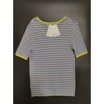 Meymia Women's Short Sleeve Round Neck Striped Pullover Sweater Knitted T-shirt