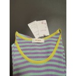 Meymia Women's Short Sleeve Round Neck Striped Pullover Sweater Knitted T-shirt
