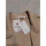 Jybuyye Women Winter Mid-Long Coat Notch Double-Breasted Lapel Jacket Outwear