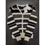 Kuaizfan Women's V Neck Full-Zip Striped Long Sleeve Sweaters