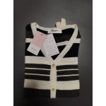 Kuaizfan Women's V Neck Full-Zip Striped Long Sleeve Sweaters
