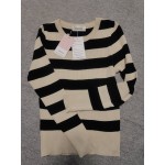 vrvtoov Women's Long Sleeve Crew Neck Striped Color Block Casual Loose Knitted Pullover Sweater Tops
