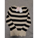 vrvtoov Women's Long Sleeve Crew Neck Striped Color Block Casual Loose Knitted Pullover Sweater Tops