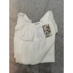 Cheyubny Womens Tops Elegant Summer Lantern Short Sleeve Tunic Button Up Blouse Shirts