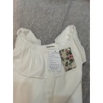 Cheyubny Womens Tops Elegant Summer Lantern Short Sleeve Tunic Button Up Blouse Shirts