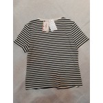 Paghcb Women's Tops Knitted Striped Short Sleeve T-Shirts Button Down Sweaters