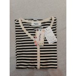 Paghcb Women's Tops Knitted Striped Short Sleeve T-Shirts Button Down Sweaters