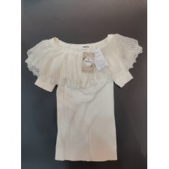 Bgliely Womens Tops Off-Shoulder Pleated Shirred Short Sleeve Sweater