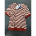 IOTUERG Womens Short Sleeved Blouse Knitted Striped Collared Sweater