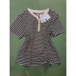 SZXZYGS Women's Summer Casual Short Sleeve V Neck Tunic Striped Blouse Sweater