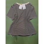 SZXZYGS Women's Summer Casual Short Sleeve V Neck Tunic Striped Blouse Sweater