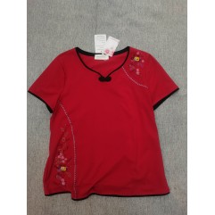 DODADAWANJ Womens Floral Embroidery Cheongsams Short-Sleeved Blouse