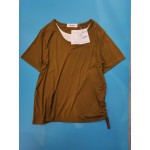 Mgmyaa Women's Blouse Short Sleeve Tie Side Knot Casual Loose Fit Shirts