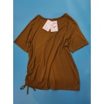 Mgmyaa Women's Blouse Short Sleeve Tie Side Knot Casual Loose Fit Shirts