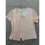 PWOTUD Womens Tops Short Sleeve Blouse Button Up Flower Embroidery V Neck Blouses