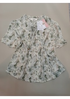 fnnxeal Womens Short Sleeve Shirts Floral Print Blouses with Tie