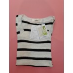ynnjaal Womens Knitted Blouses Short Sleeve Striped Pullover Square Neck Blouses