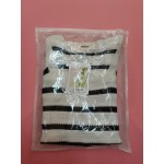 ynnjaal Womens Knitted Blouses Short Sleeve Striped Pullover Square Neck Blouses
