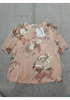TYJIUSHI Womens Blouses Half Sleeve Floral Print Chinese Style Blouses